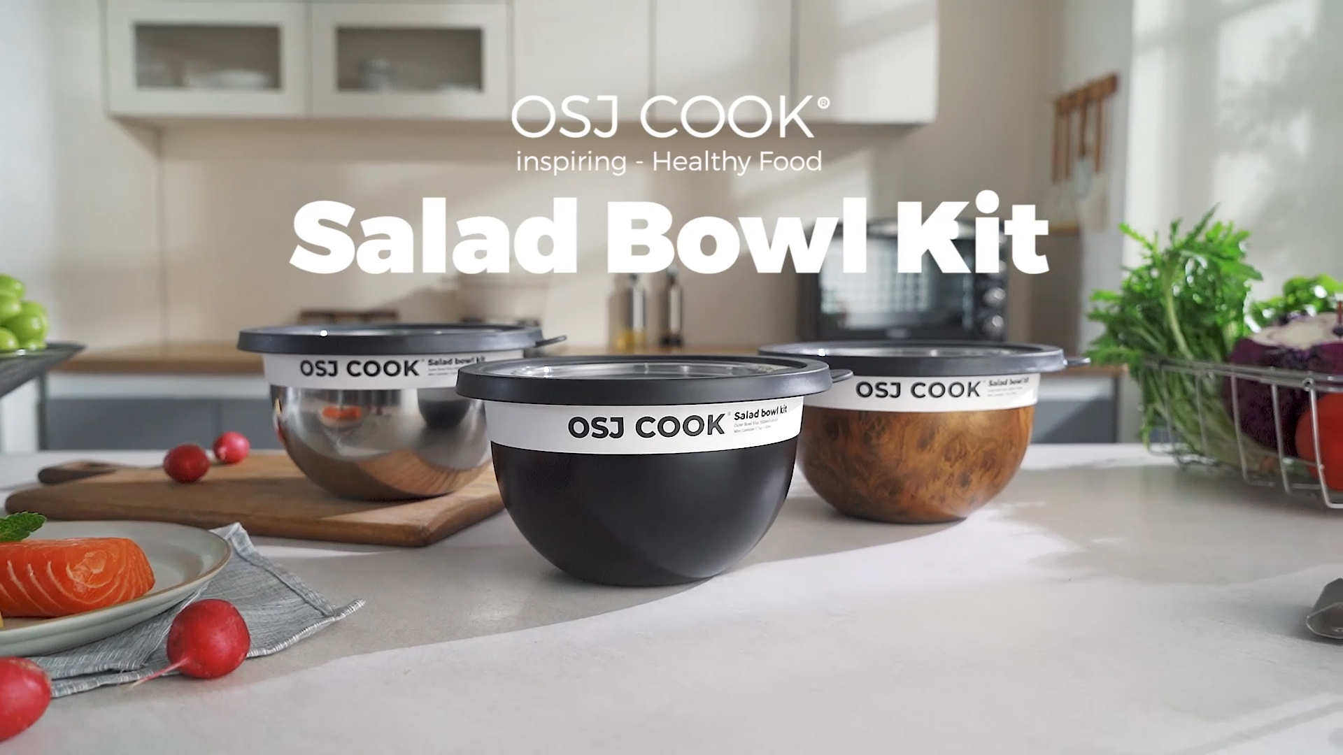 Amazon.com | OSJ COOK 74oz Stainless Steel Salad Bowl Kit, Leak